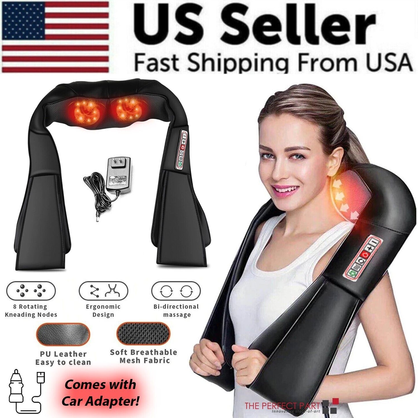 3D Shiatsu Deep Kneading Massage Pillow