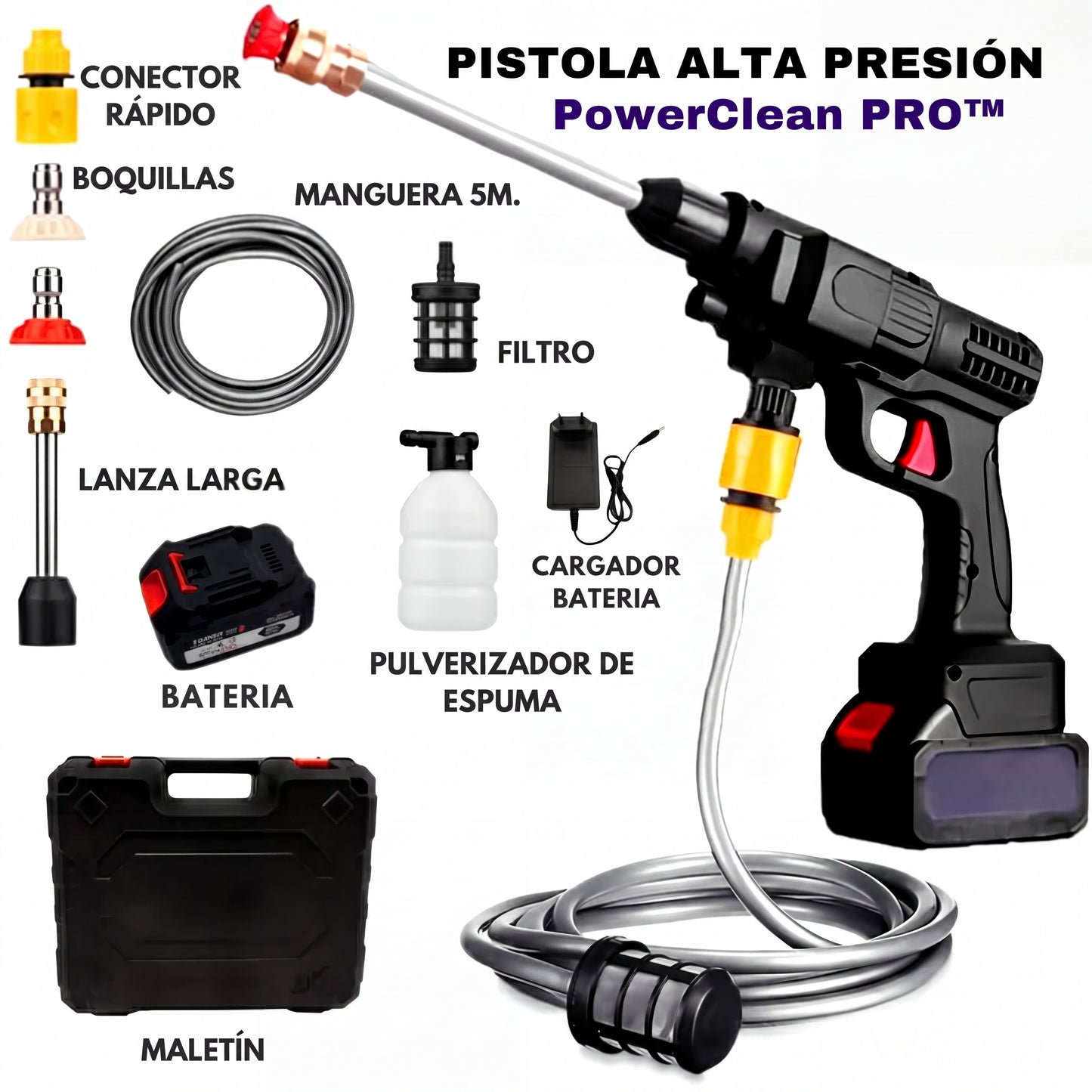 PowerClean PRO — Pistola de Alta Presión con batería